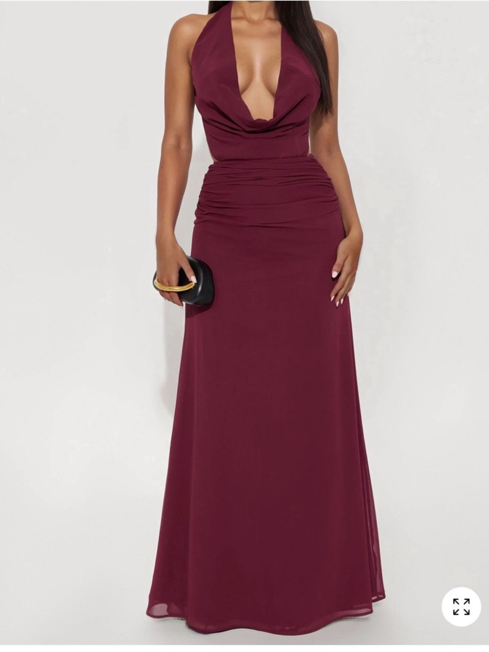 Plunging Halter Maxi Dress plum